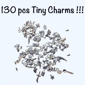5/$15💥 130 Pcs Silver Tiny Charms Pendants DIY Craft Favors Bundle Lot ❤️